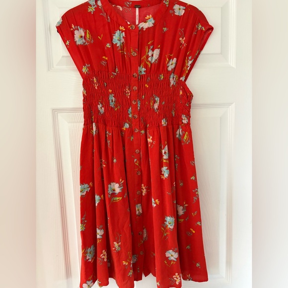 FREE PEOPLE "Greatest Day" Floral Print Smocked Mini Dress - Picture 3 of 5